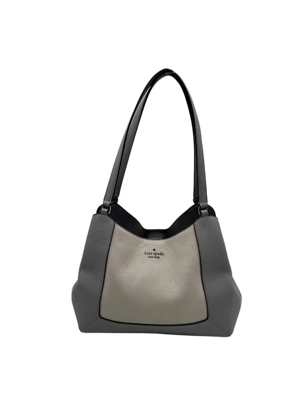 Kate Spade Gray And Cream Pebbled Leather Satchel Set